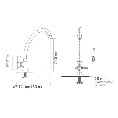 Llave Móvil Mesa Helix Pala