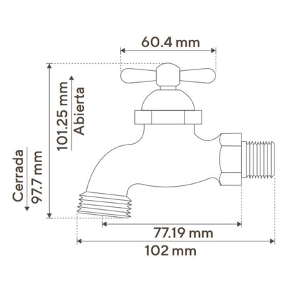 Llave Manguera Metálica Pesada Bronce