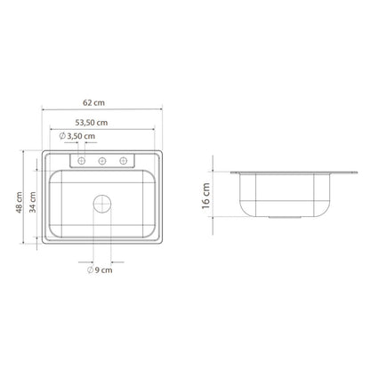 Lavaplatos De Empotrar 62 X 48 Cm Para Mezclador