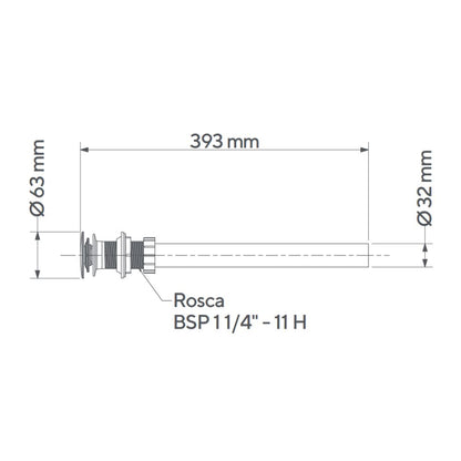 Desagüe Push Largo Sin Rebose