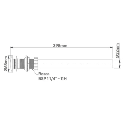 Desagüe Push Metálico Con Rebose Largo